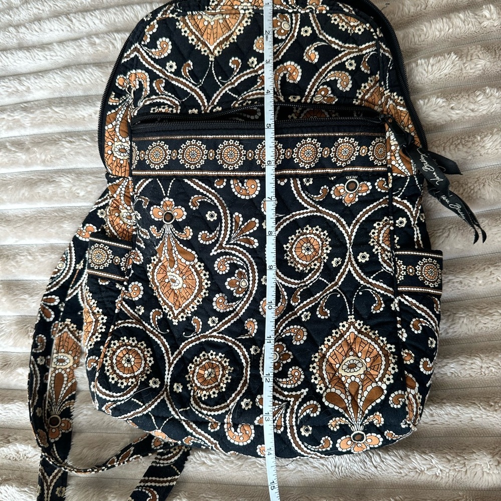 Vera Bradley cafe Latte Black and Gold Paisley Backpack - Picture 6 of 7